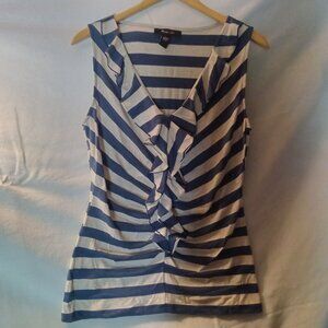 Style & Co. Blue and White Striped Sleeveless Top, Size L